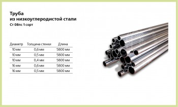 Труба из низкоуглеродистой стали 10 мм х 0,6 мм х 5800 мм  - lana-sad.ru - Москва
